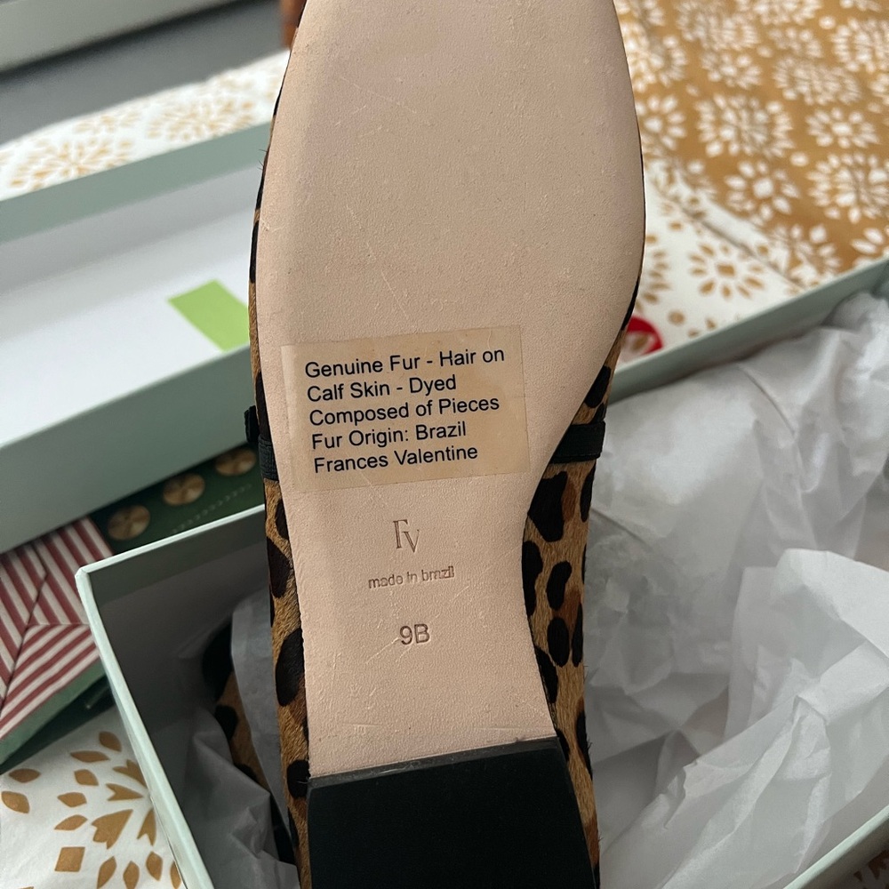 Frances Valentine Animal Print Flats with Black Trim - Picture 12 of 14